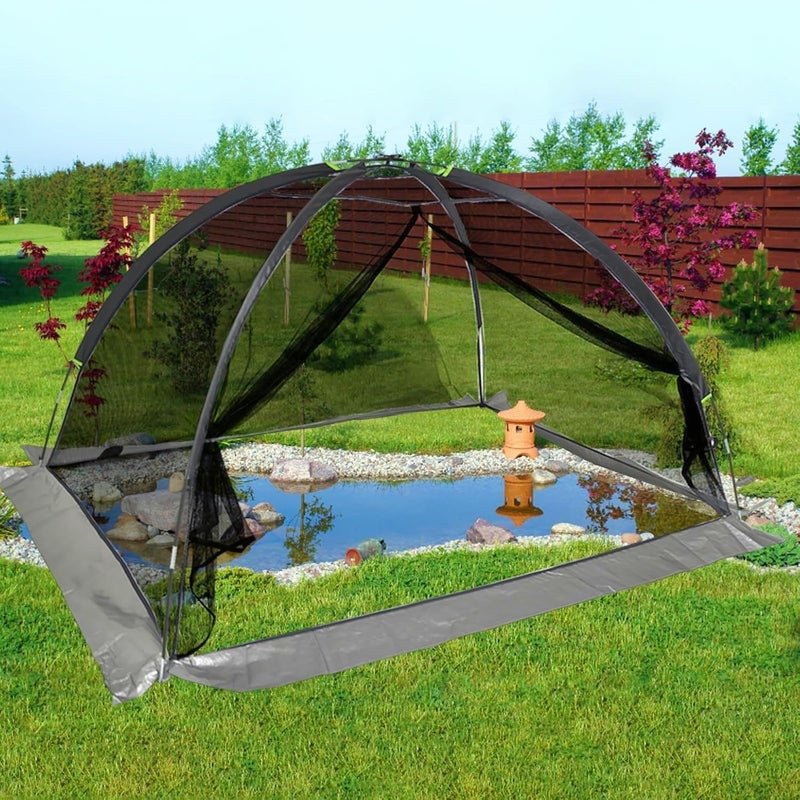 Sharellon Pond Cover Net - Heavy Duty Nylon Dome Mesh with Zippers - 10X8FT Protector for Garden Pond Koi Fish and Plants - Birds & Leaves Animals Barrier - Image 4